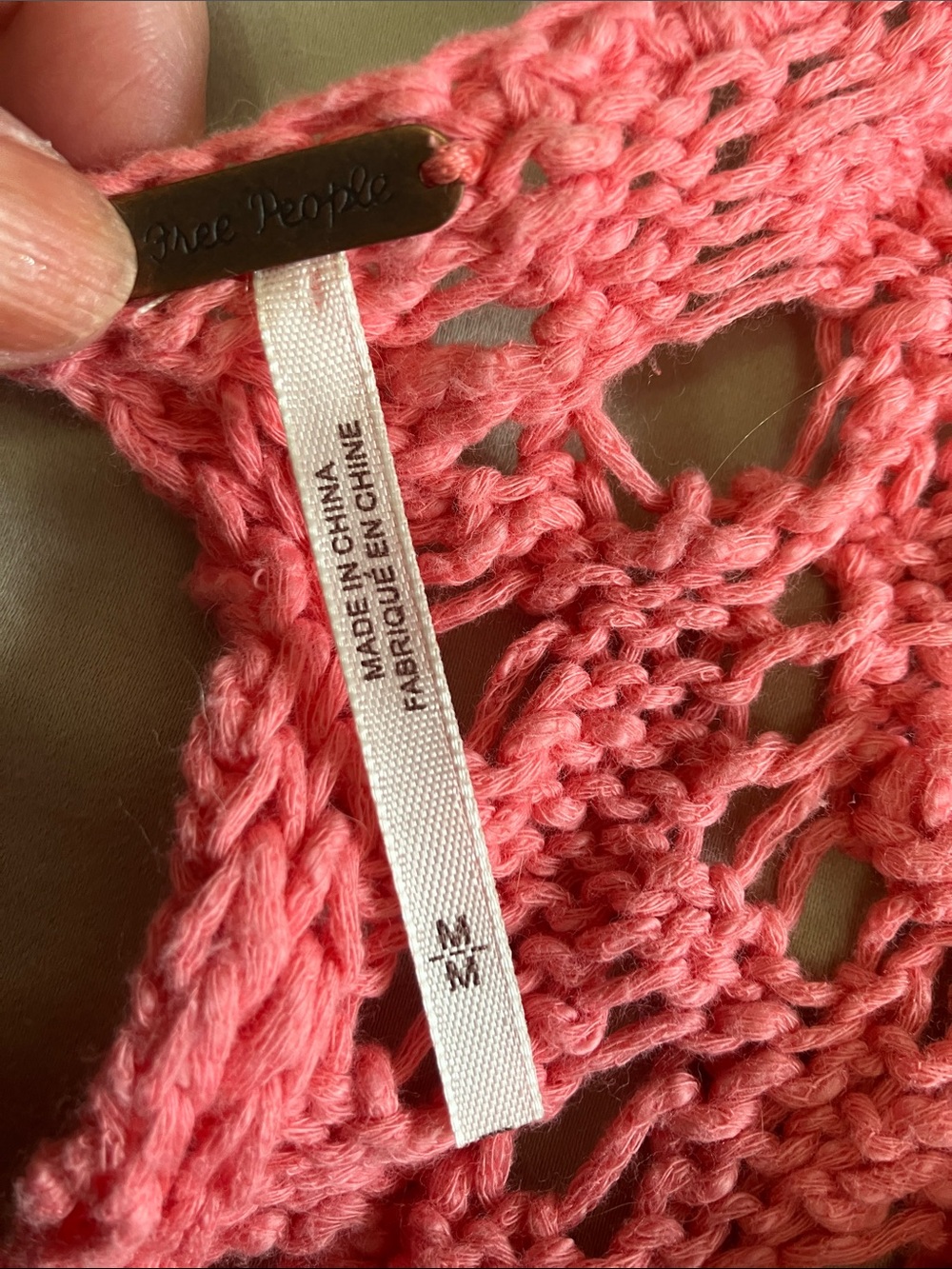 Free People Coral Pink Crochet Palm Tree Tank - Picture 7 of 7